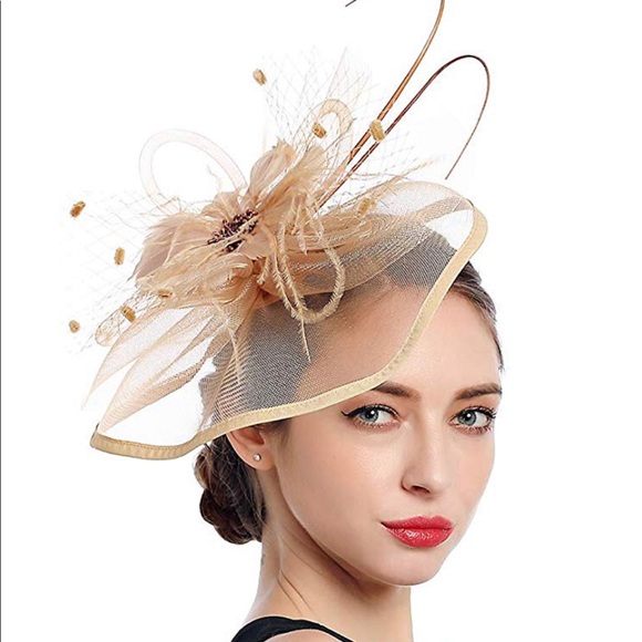 Accessories - Khaki Feather Fascinator